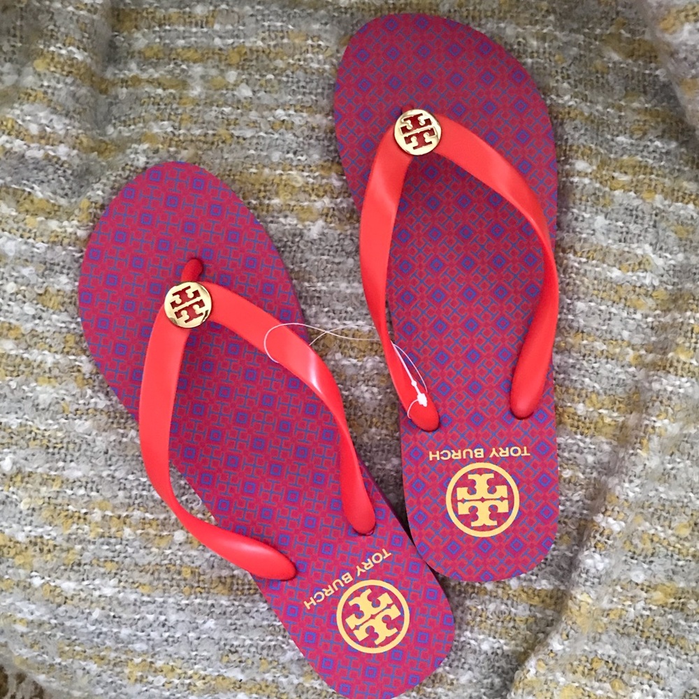 Pink Logo Tory Burch Rubber Flip Flop